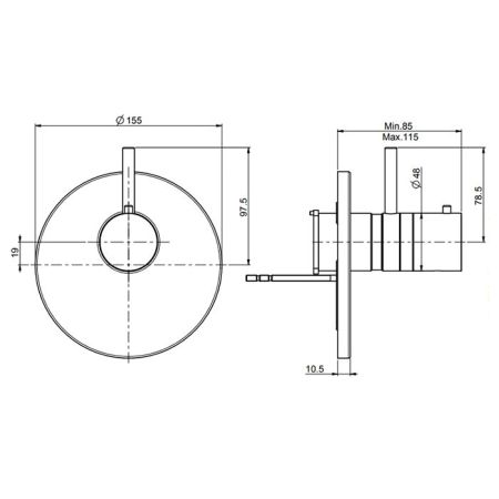 Fima Carlo Frattini Fimatherm Смеситель для душа, встраиваемый, термостатический, цвет: чёрный матовый, артикул F4039X1NS