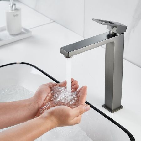 Смеситель для раковины высокий  Raffine F1196T, оружейная сталь, артикул F1196T