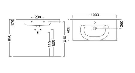 Раковина BUONGIORNO подвесная\мебельная 100, белая глянцевая, артикул BG.wb.100