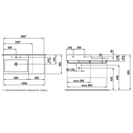 Laufen Living City Раковина 1000х460х140мм без отв. под смеситель, цвет: белый