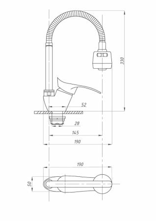 Смеситель для кухни FAUZT FZs-811-115 гибкий излив тип См-МОЦБА, артикул FZs-811-115