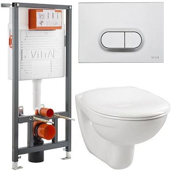 Комплект: Normus унититаз подвесной +инсталляция + кнопка, цвет матовый хром