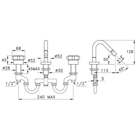 Stella Aster Смеситель для биде на 3 отверстия 3603, цвет: хром, артикул AT 00206 CR00
