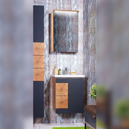 Комплект мебели для ванной Бриклаер Форест 50, дуб золотой/антрацит, артикул Форест 50