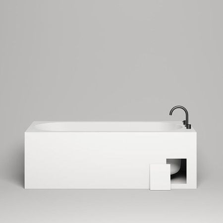 Salini FABIA Ванна пристенная 1800x800x600мм, овальная чаша, донный клапан, сифон,  слив-перелив, мат-л: S-Sense, матовый, артикул 102612M