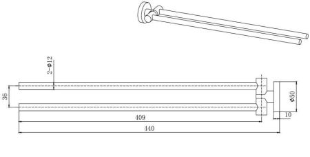 Полотенцедержатель двойной AQUATEK, матовый черный AQ4013MB ВЕГА, артикул AQ4013MB
