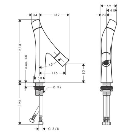 AX Starck Organic Смеситель для раковины 80, цвет шлифованная бронза