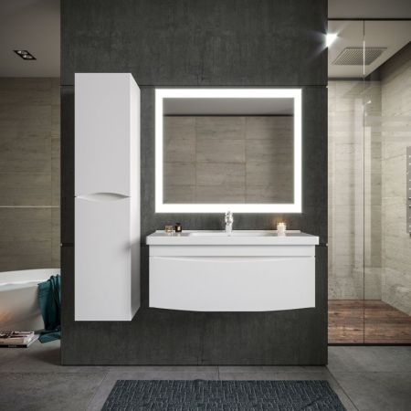 Тумба под раковину Бриклаер Вега 100 подвесная Белый глянец, артикул 4627125414022