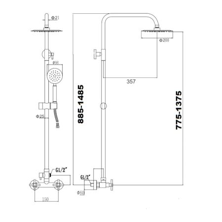 Душевая система Fmark FS8435, сатин, артикул FS8435