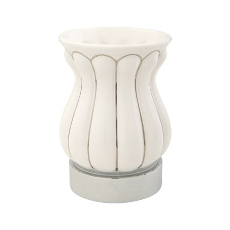 OLIVIA Стакан настольный, керамика белая с декором платина, хром, артикул 17569