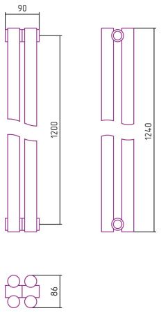 Отопительный радиатор ЭСТЕТ-11 н/ж 1200х90 / 2 сек (Матовый БЕЛЫЙ)