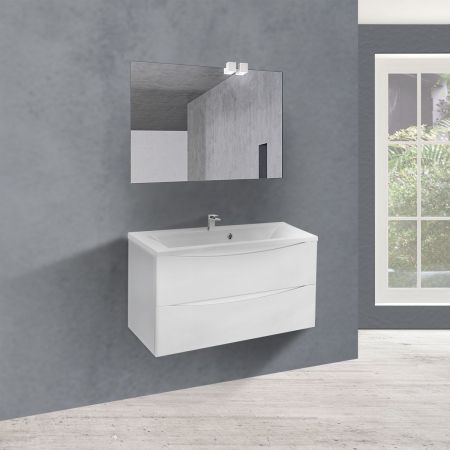 База под раковину Mia 900 подвесная, 2 выкатных ящика soft close, G.White, артикул VMC-2MA900GW