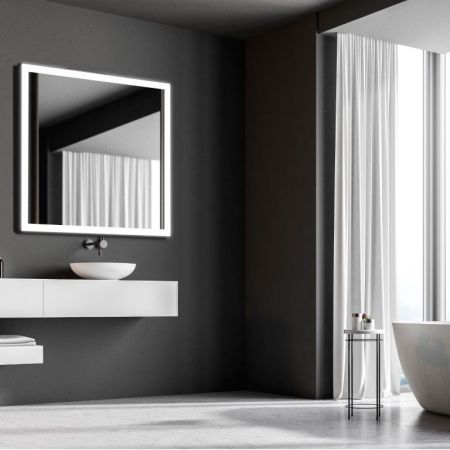 Xpertials Etna, зеркало 140х80 см, 2 датчика: LED подсветка с регулировкой яркости и антизапотевание, профиль черный матовый, артикул 84354135-43579