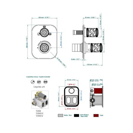 THG Встраиваемая часть термостатического смесителя, с переключателем на 2 положения