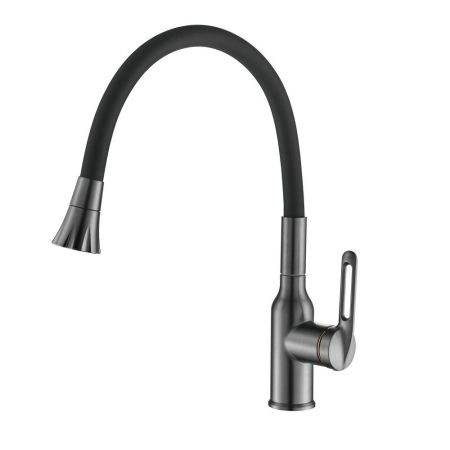 Смеситель для кухни с гибким изливом Raffine F303T-3, оружейная сталь