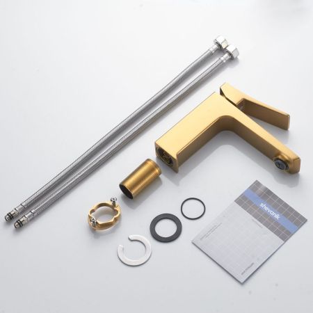 Смеситель для раковины Shevanik S4401G, золотой сатин, артикул S4401G