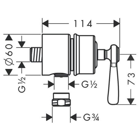 AX Montreux Fixfit Stop шланговое подсоединение, ½ (рычажные рук.), цвет: полированное золото