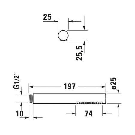 Duravit  Душ-цилиндр Хром Глянцевый 200x28x28 mm, хром, артикул UV0640001010
