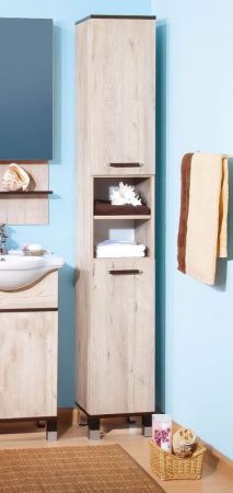 Шкаф пенал Бриклаер Карибы 34 с бельевой корзиной Дуб Кантри Венге