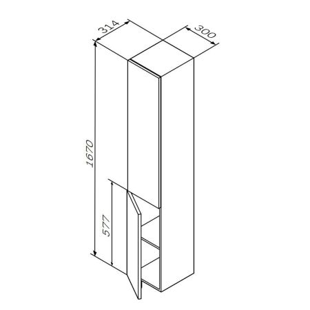 M90CHL0306WG GEM, шкаф-колонна, подвесной, левый, 30 см, двери, push-to-open, цвет: белый, глянец, артикул M90CHL0306WG