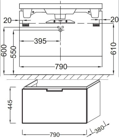 Тумба под раковину JACOB DELAFON REVE 78 EB1131-G1C (подвесная, белый) ССП, шт, артикул EB1131-G1C