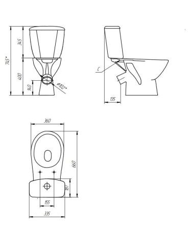 Унитаз компакт MITO GREY 031 1-уровневая PP (S-KO-MIG031-ST-P-w), артикул S-KO-MIG031-ST-P-w