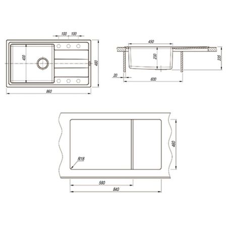 Кухонная мойка Florentina КОМБИ 21.400.D0860.107, песочный, артикул 21.400.D0860.107