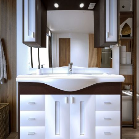 Комплект мебели для ванной Бриклаер БАЛИ 120V, венге/белый, артикул БАЛИ 120V