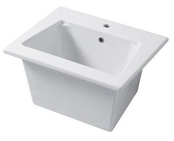 DС Landscape MAXI, накладная и встраиваемая постирочная раковина 61х51хh34 см, c 1 отверстием, цвет белый глянцевый