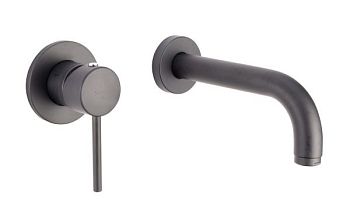 Emmevi Piper, встраиваемый в стену однорычажный смеситель для раковины, без донного клапана, цвет черный матовый