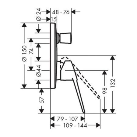 HG Novus Loop Встраиваемый смеситель для ванны с переключателем (внешняя часть), цвет: хром, артикул 71345000