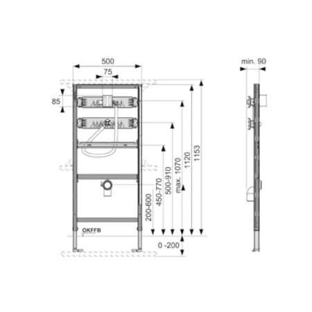 Модуль для уст. уринала (h=1120), артикул 9320008