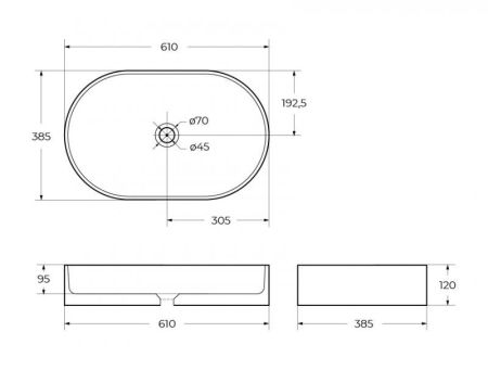 Раковина керамическая накладная, овальная BB1479, 610x385x120, артикул BB1479