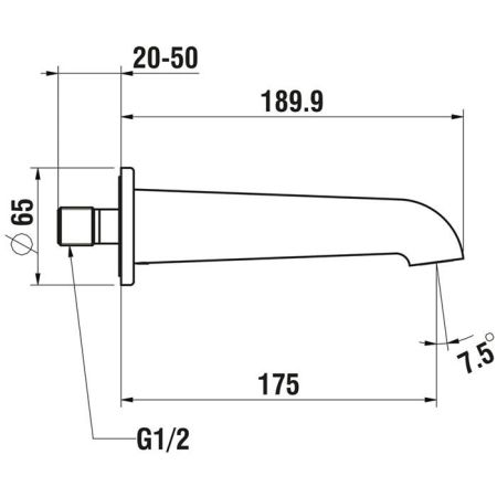 Laufen VAL излив монтируемый в стену 175 мм, хром