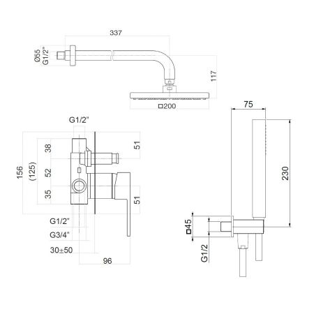 Душевая система встраиваемая Webert Pegaso PE890103015, хром, артикул PE890103015