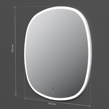 M8FMOX0801WGS Зеркало универсальное с контурной LED-подсветкой, ИК- сенсором, квадрат, 80 см, артикул M8FMOX0801WGS