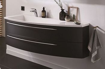 Puris Crescendo, тумба под раковину 1400 мм правая, цвет черный структурный