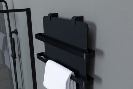 Полотенцесушитель электрический Allen Brau Infinity 120x44 с рейлингом 2.0 и креплением, черный матовый, артикул 00325638