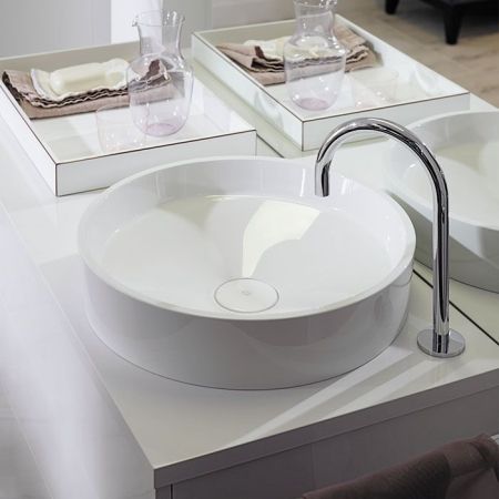 BURGBAD Раковина Ø450х95 мм., для установки на столешницу, с незапираемым сливным клапаном, цвет белый глянцевый, артикул MBA0031 C0001*0