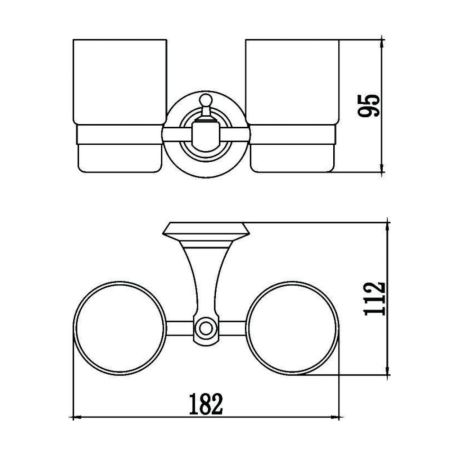 Стакан для ванной комнаты двойной Savol S-06968W, белый, артикул S-06968W