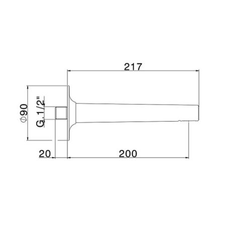 Излив, Cisal, Vita, монтаж-настенный, вынос излива, мм-217, стандарт подводки-1/2", цвет-Matt Black, артикул VI00024040