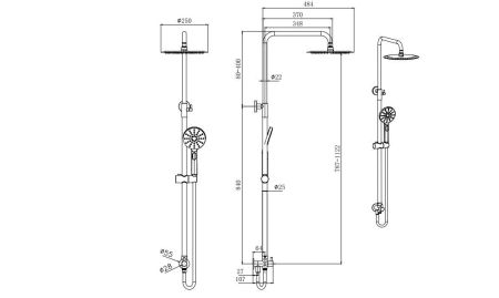 Душевая система 3jet 250мм AQUATEK Reno AQ2046MB, артикул AQ2046MB