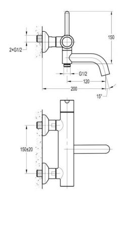 Смеситель для ванны и душа CEZARES ECO-VD, артикул ECO-VD-01