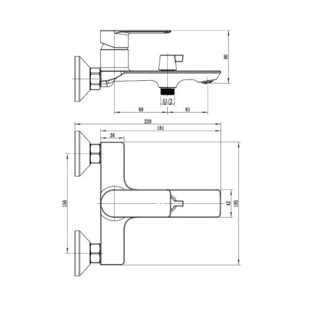 Смеситель для ванны VODA NV54RG, розовое золото