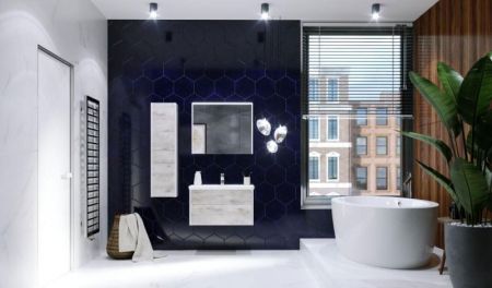 Шкаф пенал Roca Ronda 32 ZRU9303005 L подвесной Бетон Белый матовый, артикул ZRU9303005