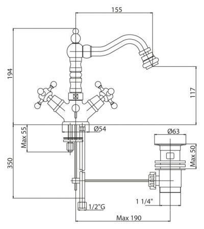 Смеситель для биде CEZARES LORD-BS2, артикул LORD-BS2-02