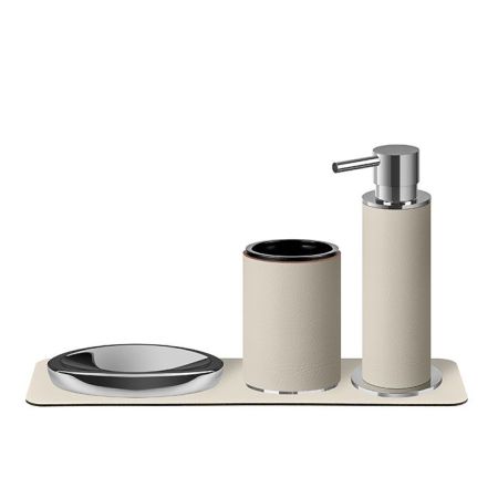 ADJ Стакан для зубных щеток, D7xH10 см., цвет:chrome/панна котта, артикул 4941.chrome/16