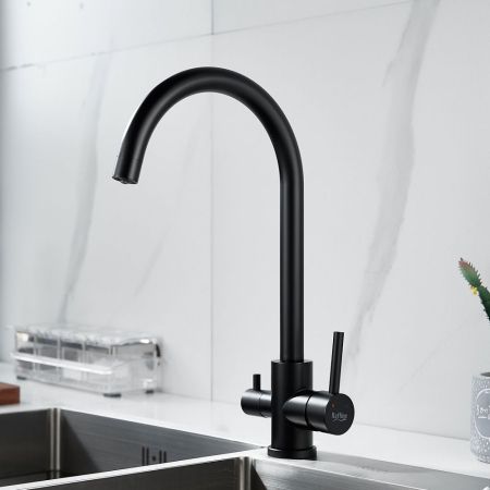 Смеситель для кухни с подключением фильтра воды Raffine F108H, черный