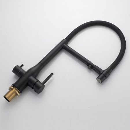 Смеситель для кухни с гибким изливом и подключением фильтра Shevanik S378H, черный