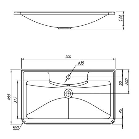 Раковина Florentina Аллегро 90 см 10.020.00900.001, белая, артикул 10.020.00900.001